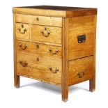 AN ANGLO-CHINESE TEAK AND ELM CAMPAIGN WASHSTAND COLONIAL, LATE 18TH / EARLY 19TH CENTURY the hinged