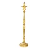 A 19TH CENTURY GILTWOOD STANDARD LAMP c.1880-90 with fluted, beaded and leaf carved decoration 164cm