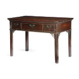 AN EARLY GEORGE III MAHOGANY WRITING TABLE c.1770 the rectangular top above a baize lined slide,
