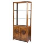 A CHINESE PADOUK AND AMBOYNA DISPLAY CABINET LATE 19TH / EARLY 20TH CENTURY with a glazed door