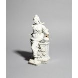 A large and rare Bow white-glazed figure of Flora, c.1756-58, emblematic of Smell from a set of