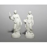 A pair of Paris (Nast) bisque porcelain allegorical figures, late 18th/early 19th century, of