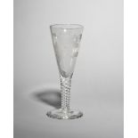 A massive ceremonial glass or goblet, mid 18th century, the drawn trumpet bowl probably later