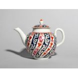 A Worcester teapot and cover, c.1765-70, brightly enamelled with the Queen Charlotte pattern of