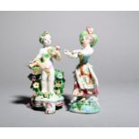 Two Bow figures, c.1760-65, one of a female New Dancer raised on a low base encrusted with blue
