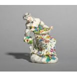 A Bow figure of Smell, c.1756-60, from the Senses series, modelled as a young girl seated on a