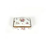 An enamel snuff box, c.1770, London or Birmingham, of rectangular form, delicately painted with