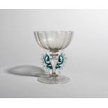 A façon de Venise winged goblet, 17th/18th century, Venice or Low Countries, the wide shallow bowl