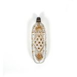 A glass cut glass scent bottle, late 18th century, of flattened oval form, gilded probably in the