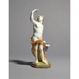 A Naples figure of Bacchus, 18th century, draped in a fur loin cloth and wearing a diadem of