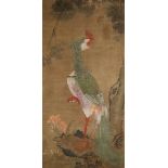 ATTRIBUTED TO MAO SONG (18TH CENTURY) PHOENIX A Chinese scroll painting, ink and colour on silk,