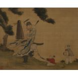 ATTRIBUTED TO QIAN DU CAO GUOJIU A Chinese painting, ink and colour on silk, signed Shumei with