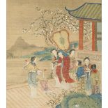 ANONYMOUS (19TH CENTURY) BEAUTIES IN GARDENS AND PAVILIONS A Chinese album of twelve paintings,