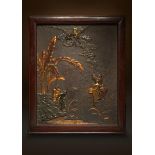 A LARGE JAPANESE KOMAI STYLE INLAID IRON PANEL MEIJI PERIOD, 19TH CENTURY Of rectangular form and