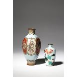 TWO JAPANESE CLOISONNE ENAMEL VASES MEIJI PERIOD, 19TH CENTURY One with a hexagonal body decorated