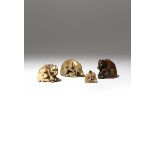 THREE JAPANESE NETSUKE AND AN OJIME EDO AND MEIJI PERIOD, 18TH AND 19TH CENTURY Two netsuke in