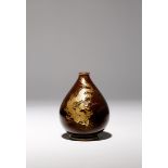 AN UNUSUAL JAPANESE SATSUMA VASE BY KINKOZAN MEIJI PERIOD, 19TH CENTURY The pear-shaped chocolate-