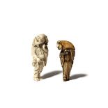 TWO JAPANESE IVORY NETSUKE EDO PERIOD AND LATER, 18TH CENTURY AND 19TH CENTURY One a tall Chokaro