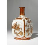 A JAPANESE KUTANI BOTTLE VASE MEIJI PERIOD, LATE 19TH CENTURY With a tall cylindrical neck rising