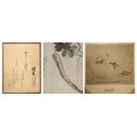 THREE JAPANESE PAINTINGS EDO PERIOD AND LATER, 18TH CENTURY AND LATER One in ink on paper