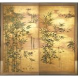 A JAPANESE RIMPA SCHOOL TWO-FOLD PAPER SCREEN, BYOBU EDO PERIOD, 18TH CENTURY Painted in ink and