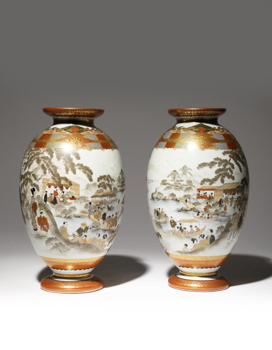 A PAIR OF JAPANESE KUTANI VASES MEIJI PERIOD, 19TH CENTURY Both decorated in polychrome and gilt