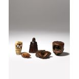 FOUR JAPANESE NETSUKE EDO AND MEIJI PERIOD, 18TH AND 19TH CENTURY Three in wood, variously depicting