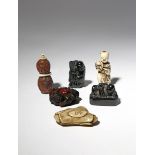 SIX JAPANESE NETSUKE EDO PERIOD AND LATER, 18TH CENTURY AND LATER Two in stag antler, one carved