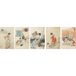 FIVE JAPANESE WOODBLOCK PRINTS MEIJI PERIOD, LATE 19TH CENTURY Depicting beauties and children