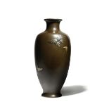 A JAPANESE INLAID BRONZE VASE MEIJI PERIOD OR LATER, 19TH OR 20TH CENTURY The tall baluster body