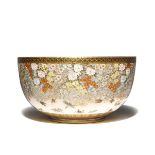 A LARGE AND IMPRESSIVE JAPANESE SATSUMA BOWL BY RYUZAN MEIJI PERIOD, 19TH CENTURY The deep U-