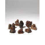 SIX JAPANESE WOOD NETSUKE OF BOYS MEIJI PERIOD, 19TH CENTURY Depicted engaged in a variety of