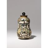A SMALL JAPANESE KYOTO WARE TEA CADDY MEIJI PERIOD, 19TH OR 20TH CENTURY The gourd-shaped body