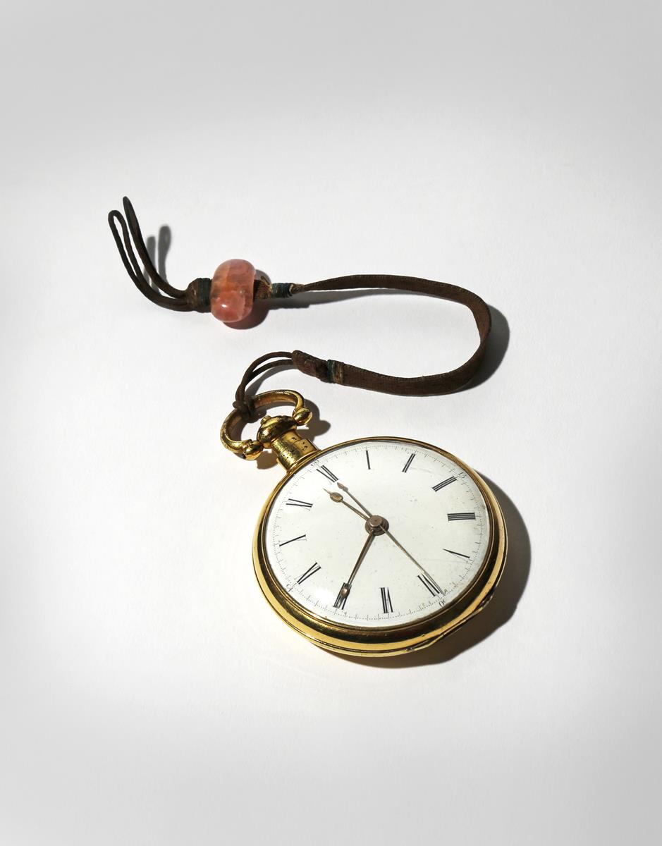 A GOLD-PLATED POCKET WATCH MADE FOR THE CHINESE MARKET 19TH CENTURY The reverse with calligraphy