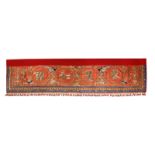 A LARGE CHINESE EMBROIDERED 'MARRIAGE' WALL HANGING QING DYNASTY The rectangular textile panel