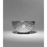 A CHINESE SILVER 'DRAGON' BOWL 2ND HALF 19TH CENTURY The deep body decorated in relief with four