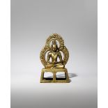 A CHINESE GILT-BRONZE FIGURE OF AMITAYUS QING DYNASTY Depicted seated in dhyanasana upon a