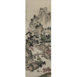 LU XIAOMAN (1903-65) LANDSCAPE A Chinese scroll painting, ink and colour on paper, inscribed and