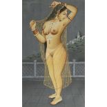 ANONYMOUS (19TH/20TH CENTURY) STANDING NUDE An Indian miniature painting, gouache on paper, together