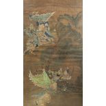 WU YOURU (LATE QING DYNASTY) WARRIORS IN A LANDSCAPE A Chinese painting, ink and colour on paper,