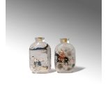TWO CHINESE INTERIOR-PAINTED GLASS SNUFF BOTTLES SIGNED TANG ZICHUAN 19TH/20TH CENTURY One painted