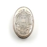 A George III silver seal or skippet box, by William and Aaron Lestourgeon, London 1770, oval form,