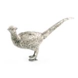 An Edwardian silver model of a pheasant, with import marks for Chester 1901, importer's mark of