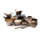 A mixed lot of silver items, various dates and makers, comprising: a set of four Victorian salt