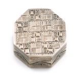 A George III silver vinaigrette, by Joseph Taylor, Birmingham 1802, octagonal form, the cover with