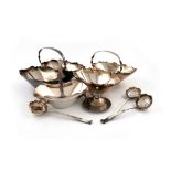 By Hukin and Heath, a collection of electroplated items, comprising: two cream and sugar baskets