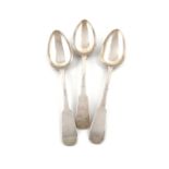 A set of three early 19th century Scottish provincial silver Fiddle pattern tablespoons, by Andrew