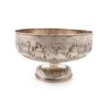 An Indian silver bowl, by Dass and Dutt, Bhowanipore, Calcutta, circa 1900, circular form,