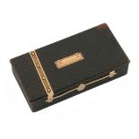 λA 19th French century gold and silver mounted tortoiseshell snuff box, the padlock with a French