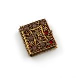 A late 17th century gilt-metal book/needle case cover, circa 1680, rectangular form, with pierced